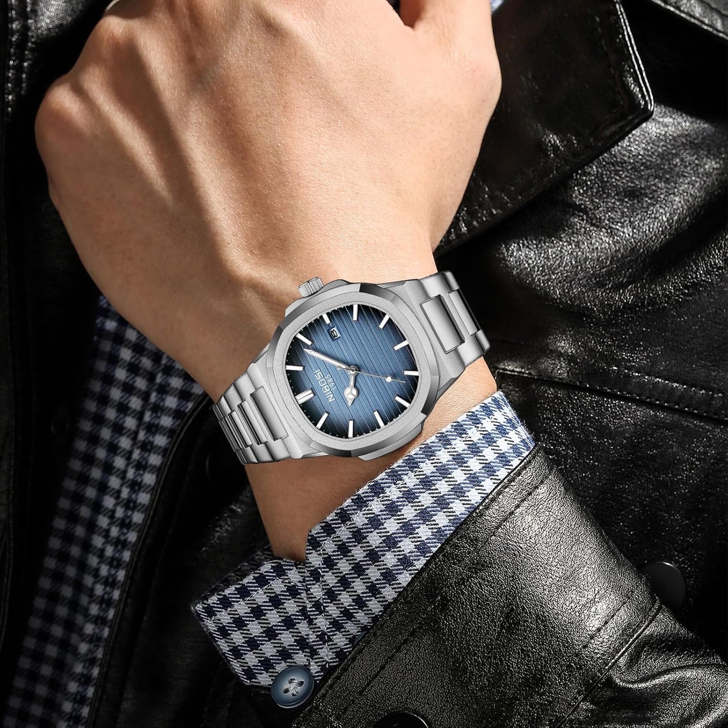 NIBOSI Men Watches Analog Quartz Stainless Steel